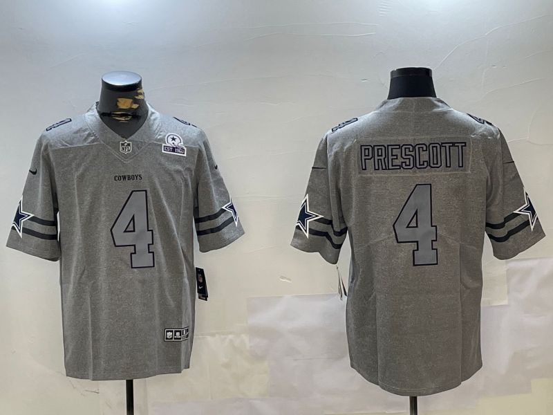 Men Dallas Cowboys #4 Prescott Grey Throwback 2024 Nike Limited NFL Jersey style 3->dallas cowboys->NFL Jersey